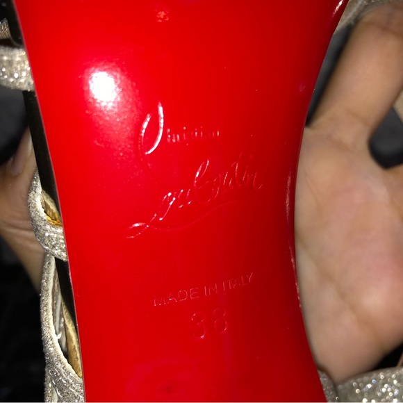 Christian Louboutin Metallic Norina 120 Glitter Sandal Heels - Picture 8 of 10